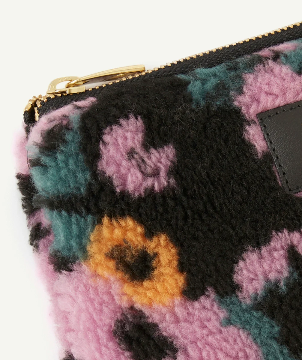 WOUFPETITE POCHETTE EN FIBRES RECYCLÉES TEDDY MULTICOLORE ET FLEURIE