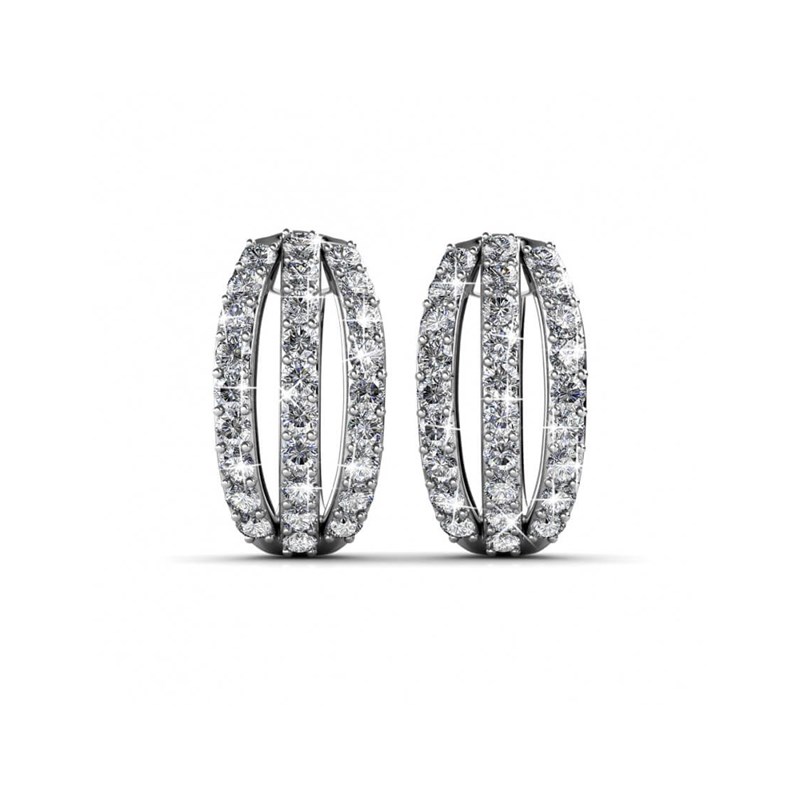 Boucles d'oreilles Elegant - Argenté et Cristal