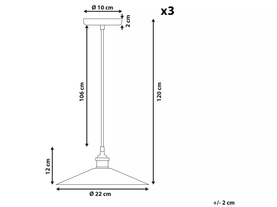 Lot de 3 lampes suspendues SWIFT Métal Cuivré