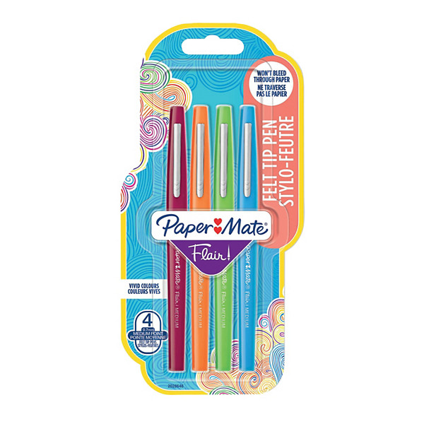 4 feutres Flair Paper Mate coloris fun médium, la pochette