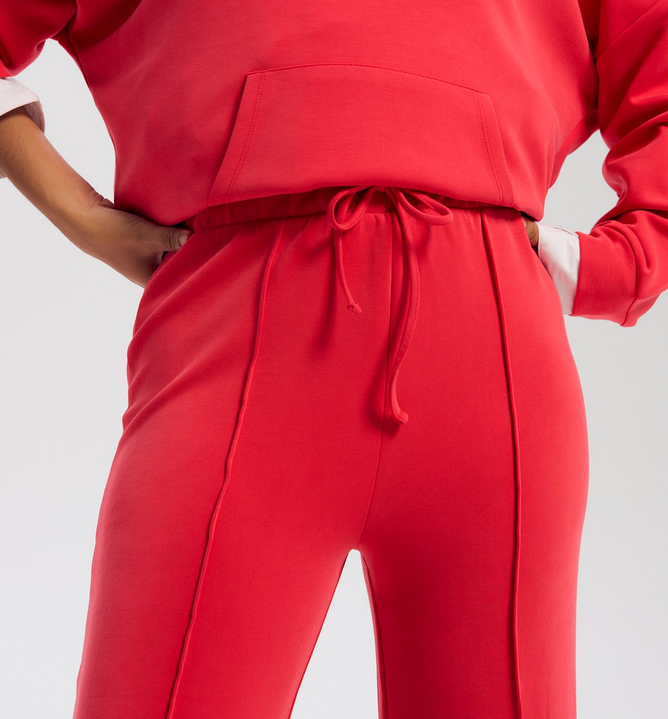 Pantalon large taille haute - Groseille