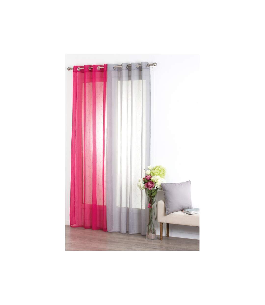 Rideau Voilage Rayure 140x240cm Gris
