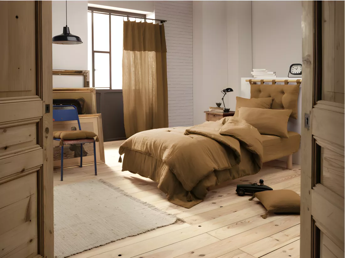 Housse de couette gaze de coton double 140 x 200 cm camel - PEPA 1