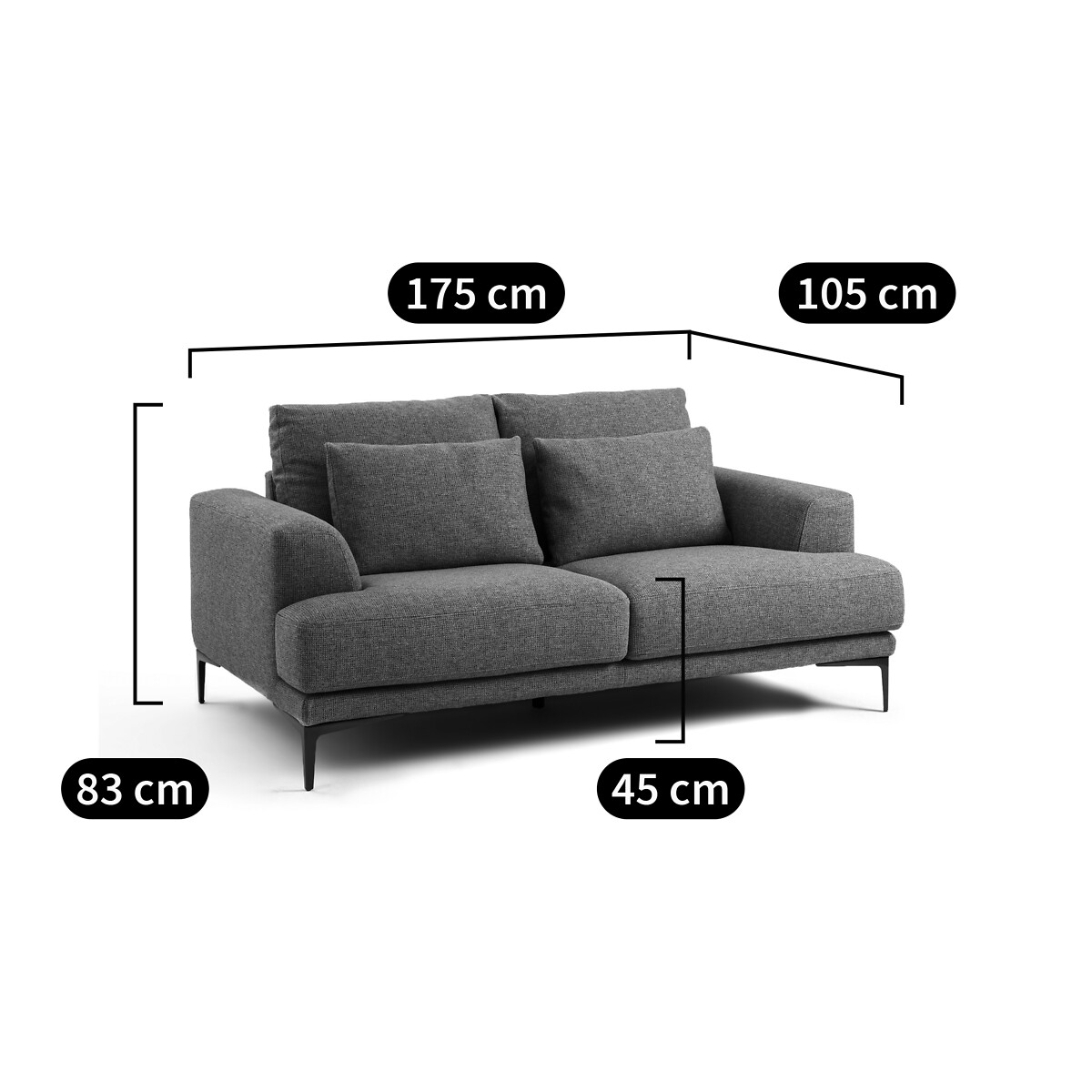 AM.PM<br>Sofá de tweed de 2 lugares, Marsile