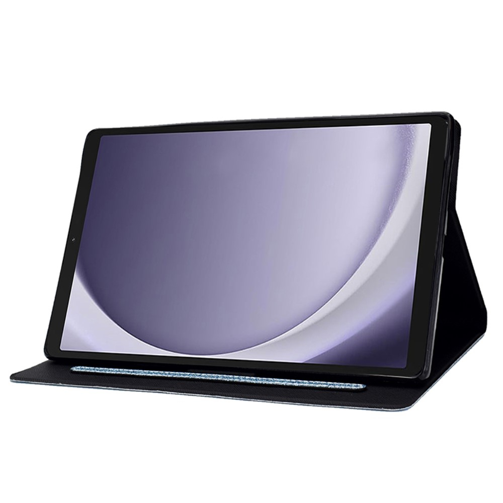 Samsung Galaxy Tab A11  Plus / A9  Plus Leder Tasche Flip Cover mit Glitzer Optik - Blau