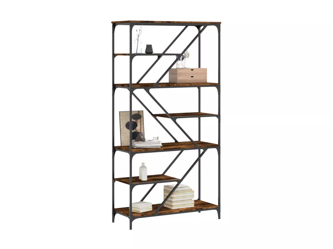 Bibliothèque chêne sonoma 91x36x176 cm bois ingénierie et acier