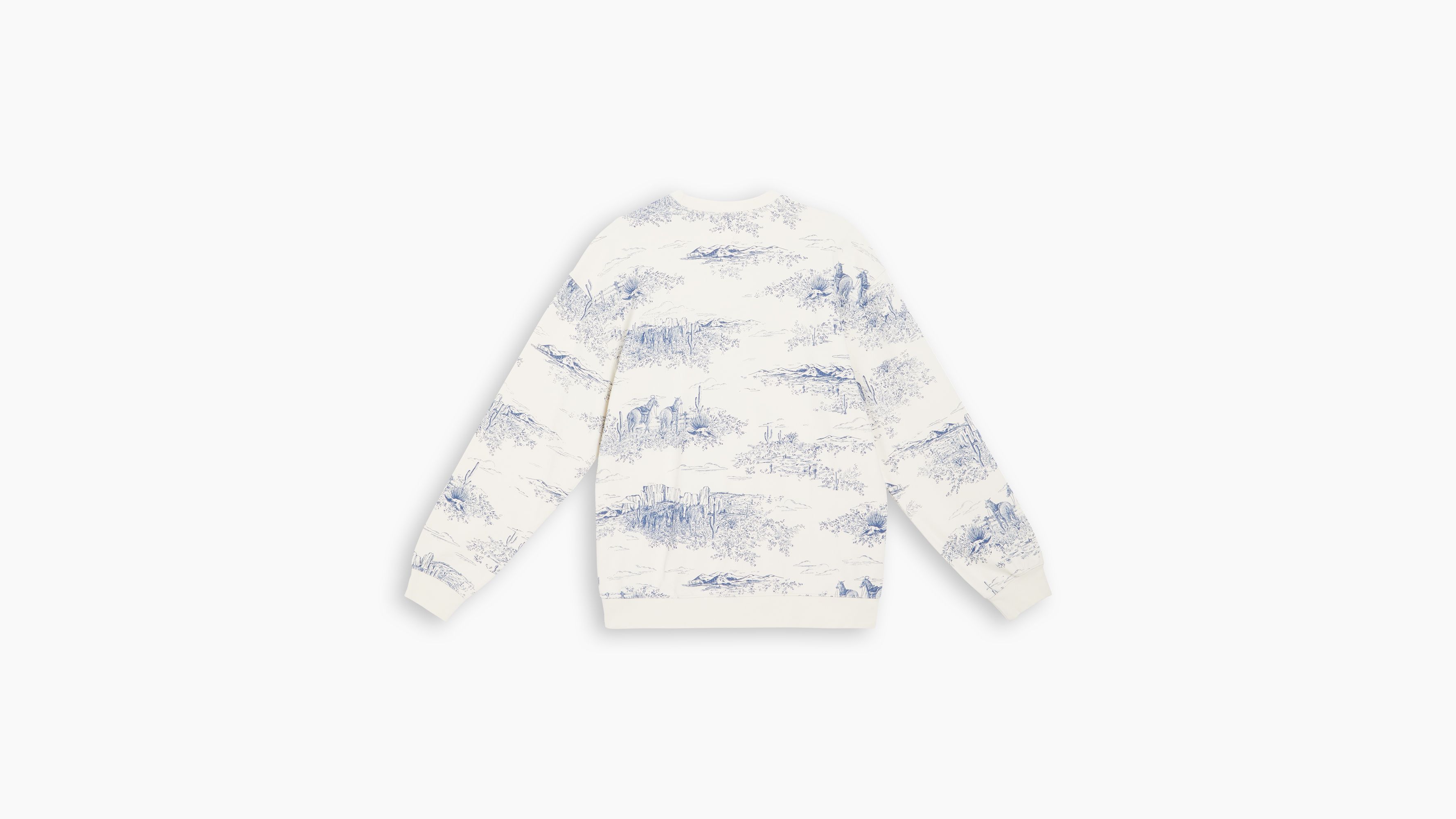 Sweat-shirt col rond graphique Relaxed - Western Toile Sunny Cream - Bleu