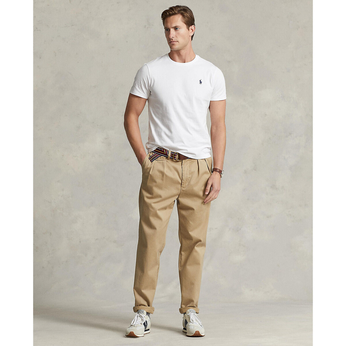 POLO RALPH LAUREN<br>Camiseta de malha slim fit com gola redonda