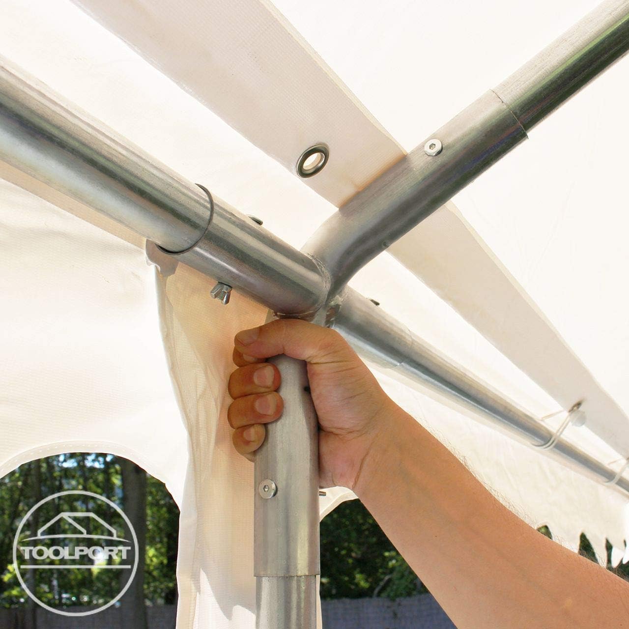 TOOLPORT Party-Zelt Festzelt 4x6 m Garten-Pavillon -Zelt PVC Plane 700 N in weiß Wasserdicht