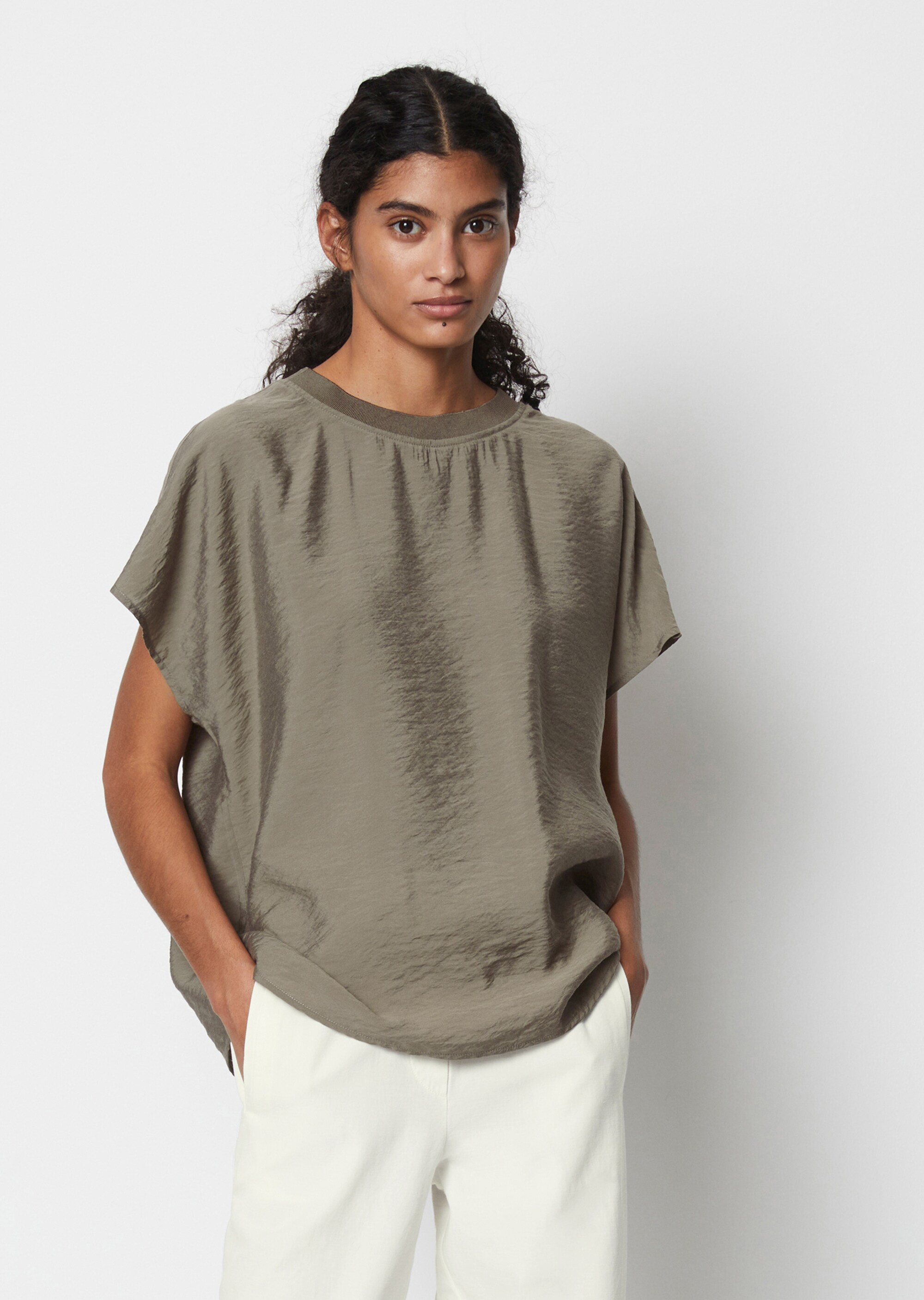 Blusenshirt regularaus Viskose-Mix-Crinkle