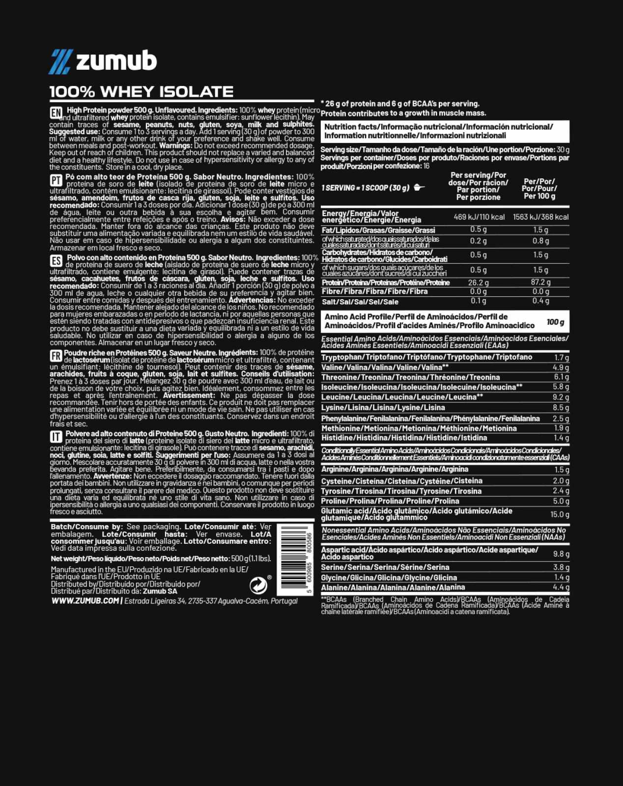 Zumub 100% Whey Isolate 30g