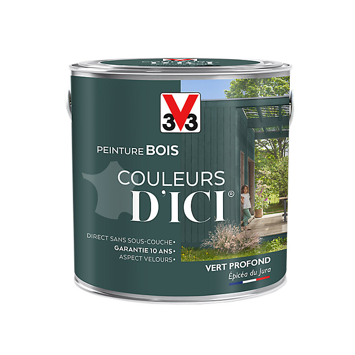 Peinture extérieure bois Couleurs d'ici vert profond Velours V33 2L