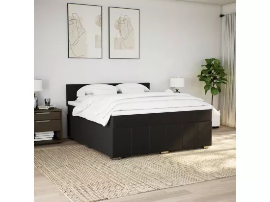 Sommier à lattes de lit avec matelas Noir 180x200 cm Tissu
