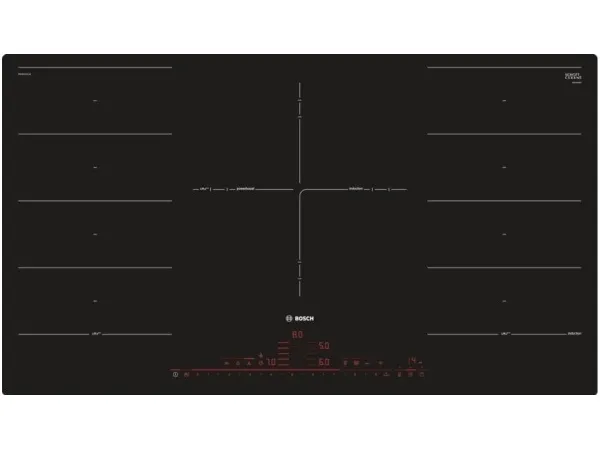 Bosch Serie | 8 PXV901DV1E - Induktions kogeplade - 5 plader - Niche - bredde: 88 cm - dybde: 50 cm - skyl - sort