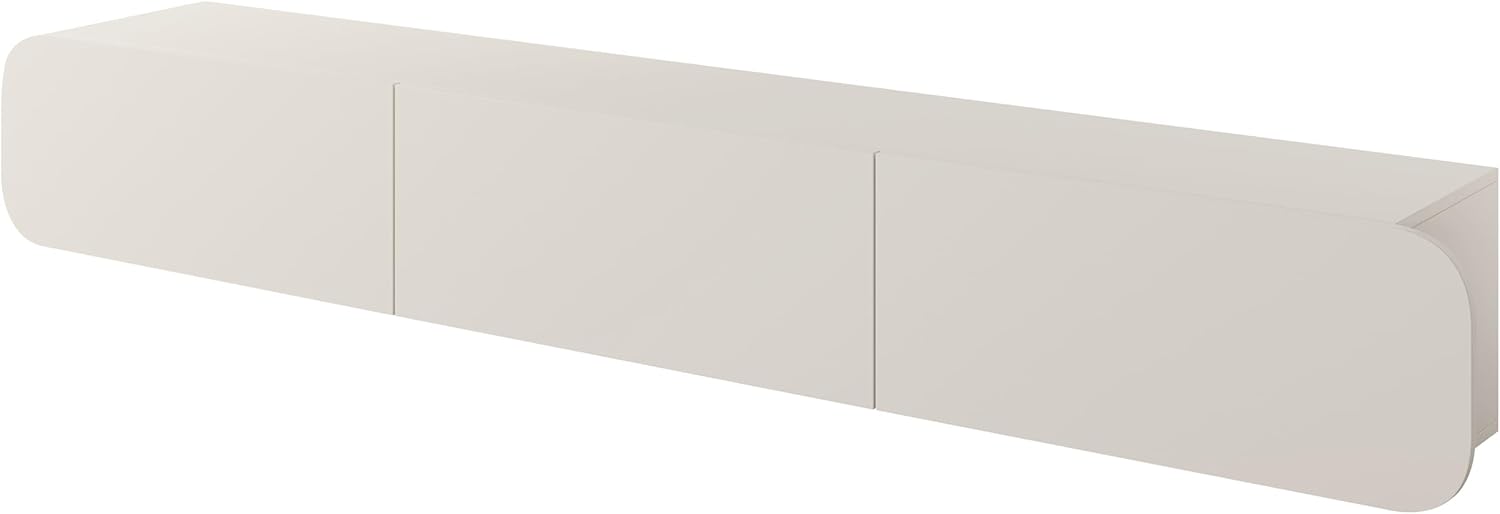 Mirjan24 TV-Lowboard Roteli 3D, Griffloses Öffnungssystem, 3 Klappe/Tür, TV-Board Sideboard, Unterschrank, Fernsehschrank, TV-Tisch, Fernsehtisch (Cashmere)