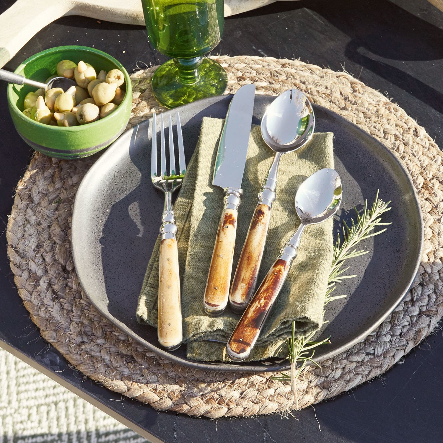 Besteck Bigeste 4er Set | silber/braun