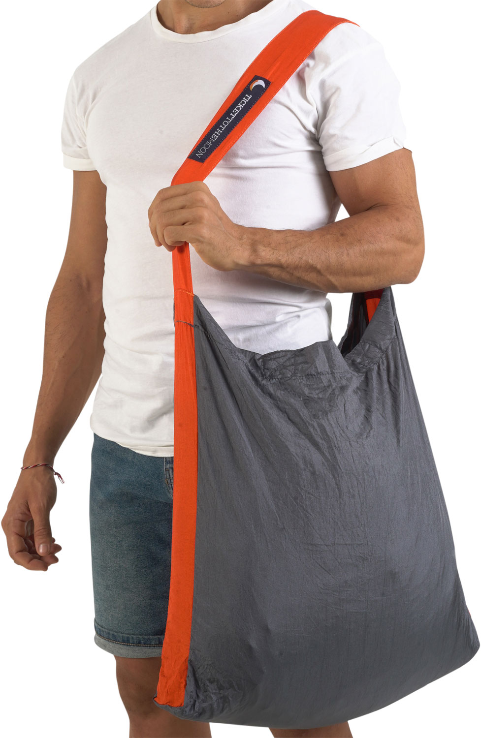 Ticket to the Moon Eco Bag Large Umhängetasche 30 Liter Dark Grey / Orange