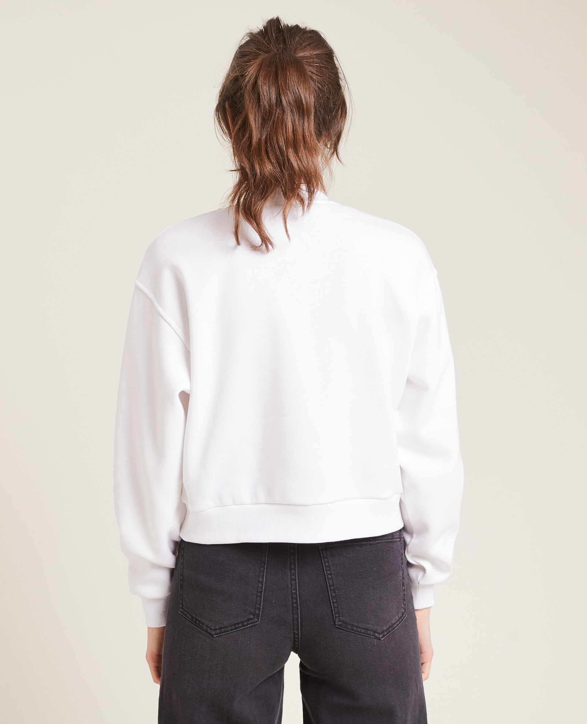 Sweat court en molleton - Blanc
