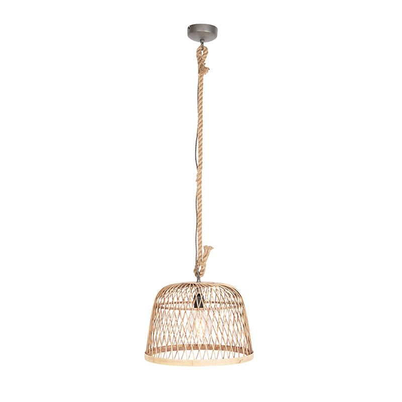 Landelijke hanglamp touw met rotan - Calamus