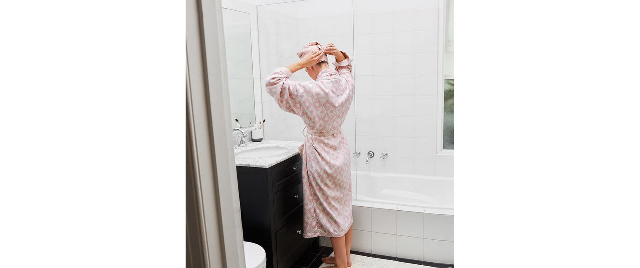 Bademantel Waffle Diamond PinkSchnell trocknender Bademantel