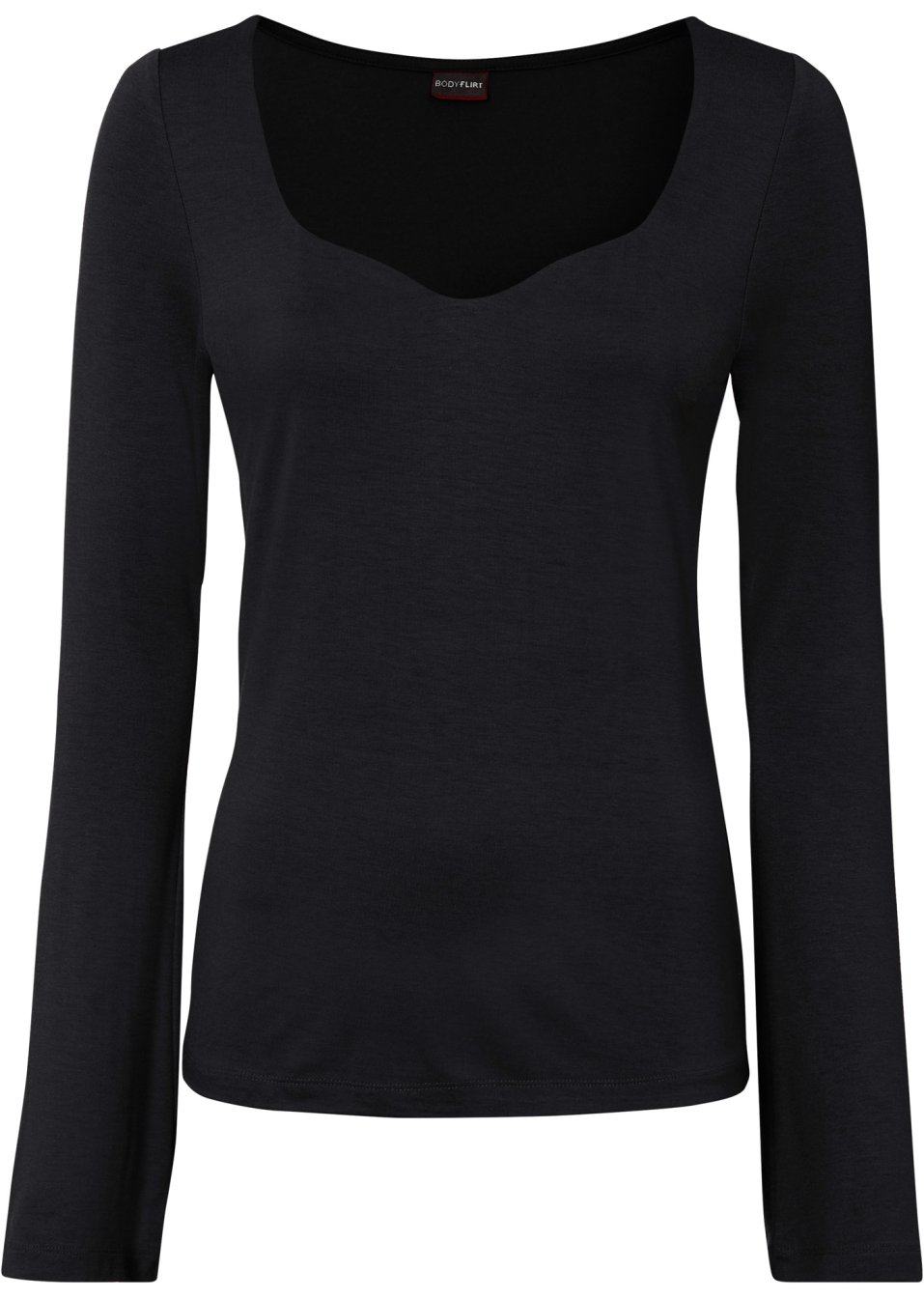 T-shirt manches longues avec décolleté cœur en viscose