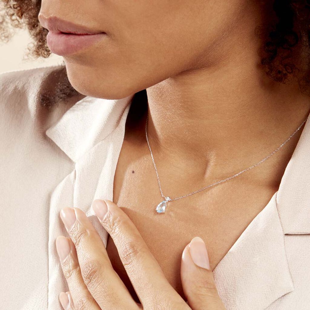 Collier Yrene Or Blanc Topaze
