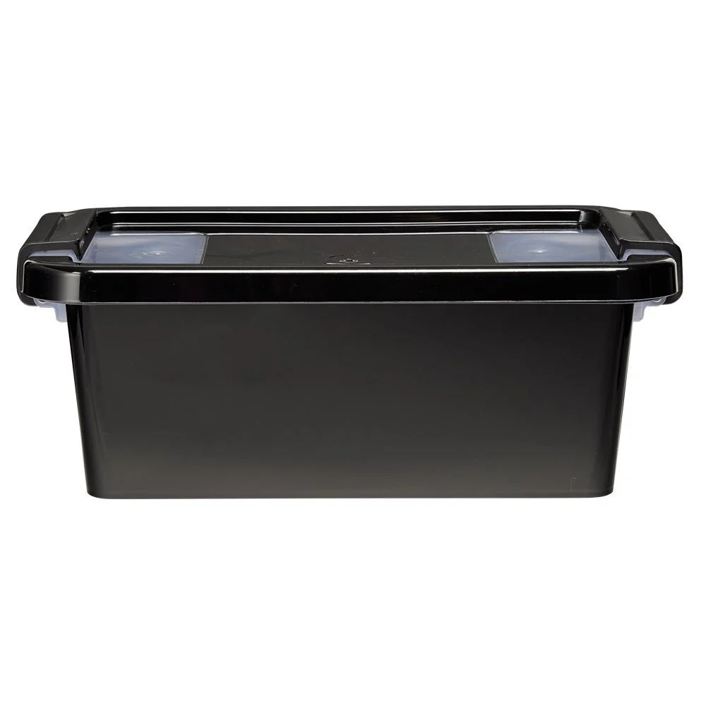 Boîte de rangement avec couvercle noir transparent 4L