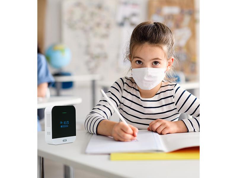 Abus CO2 Sensor AirSecure CO2WM110 mit Display CO2 Messgerät, CO2 Ampel, CO2 Monitor, Feuchtigkeitsmessgerät, Temperaturmessgerät