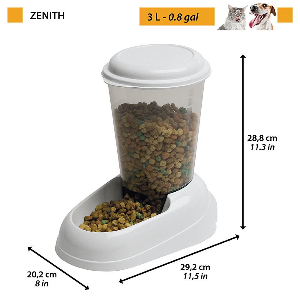 Ferplast distributeur de nourriture sèche, croquettes pour chats et chiens 3 litres zenith mangeoire pratique, distributeur de