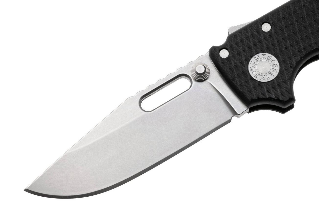 Demko MG AD20 Shark-Lock, Stonewashed MagnaCut Clip Point, MGAD20-MAG-BLK-G10, Black G10 zakmes