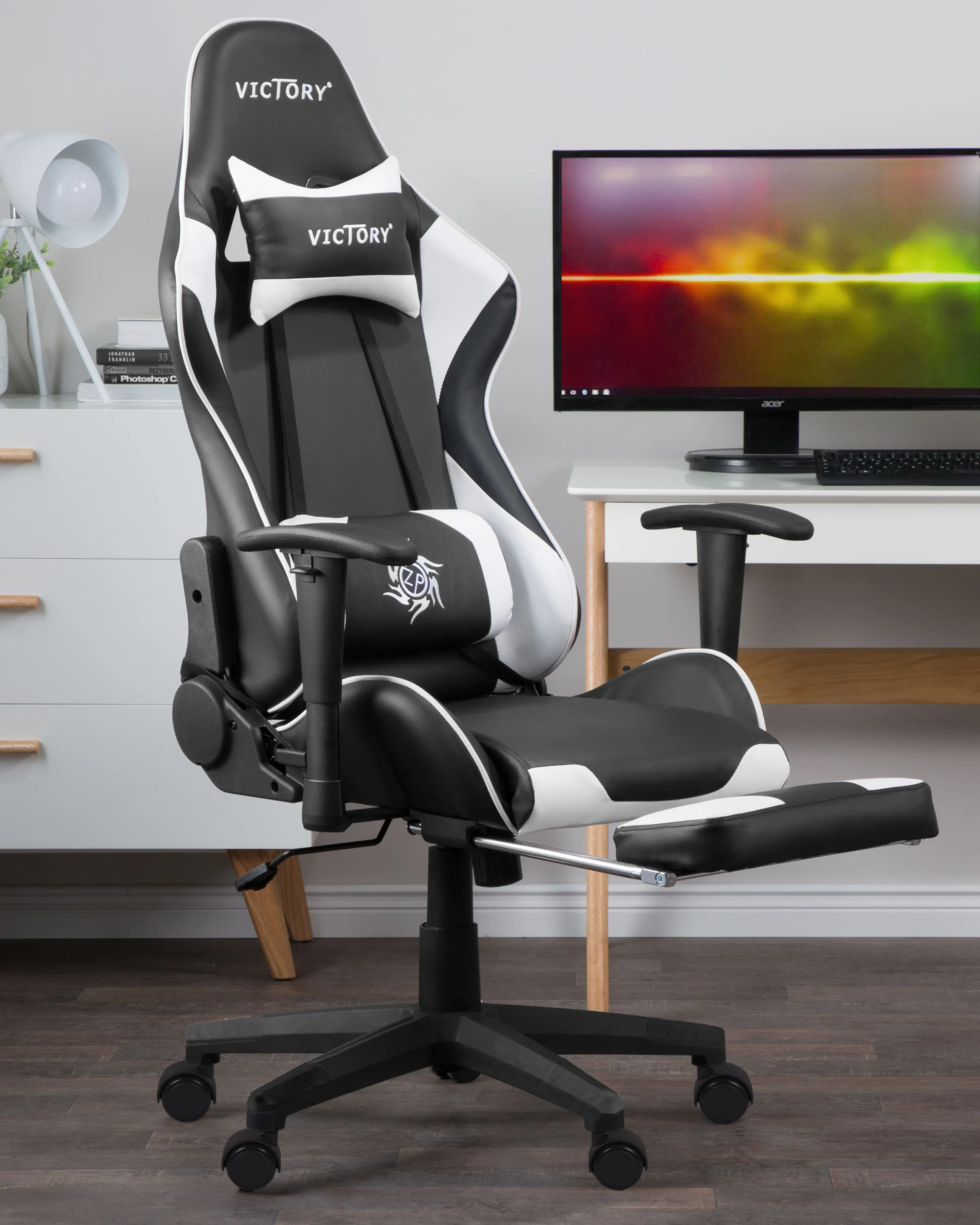 Gamestoel VICTORY Kunstleer Wit