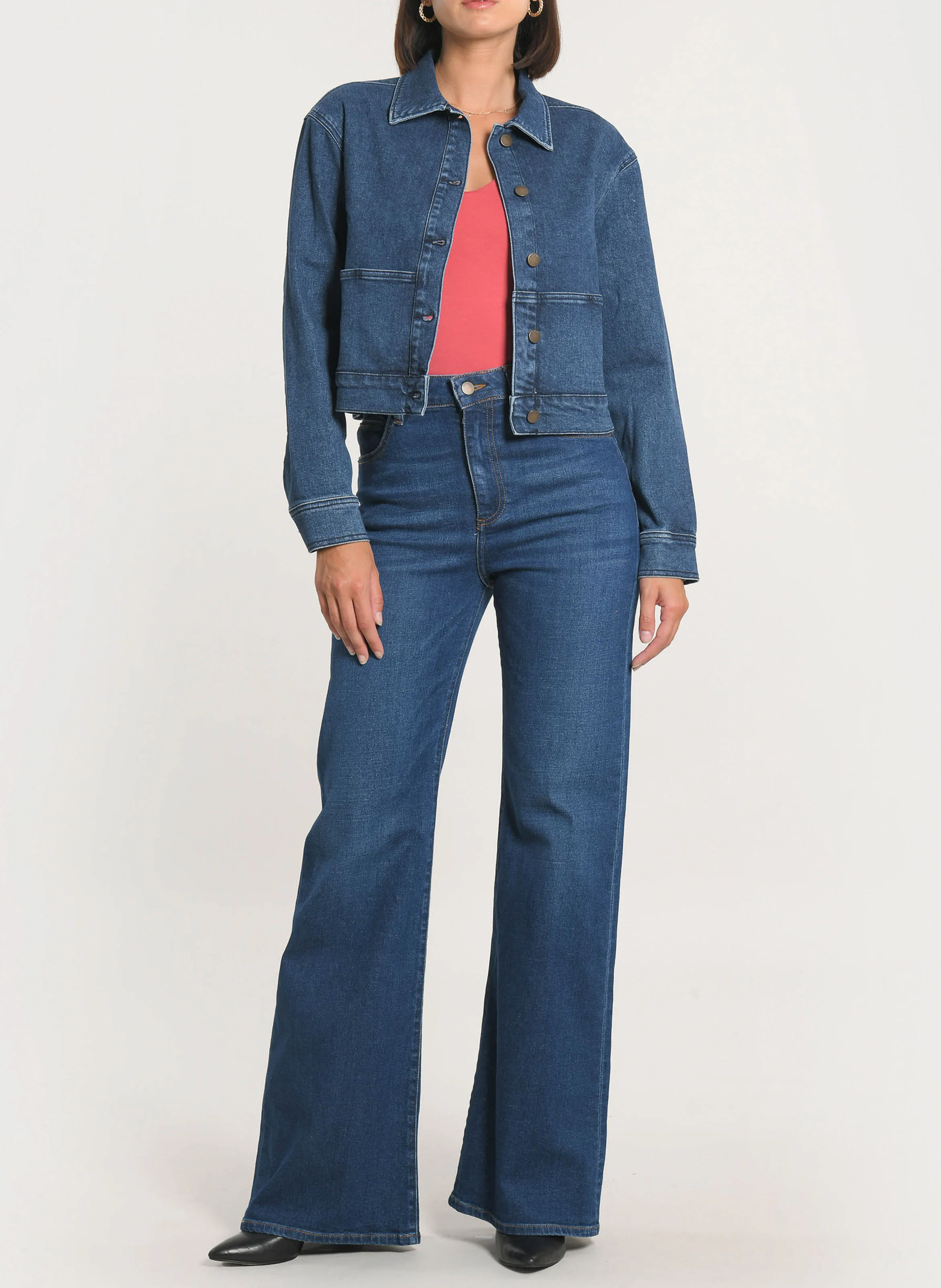 JENNY - Veste col chemise en jean | Bleu