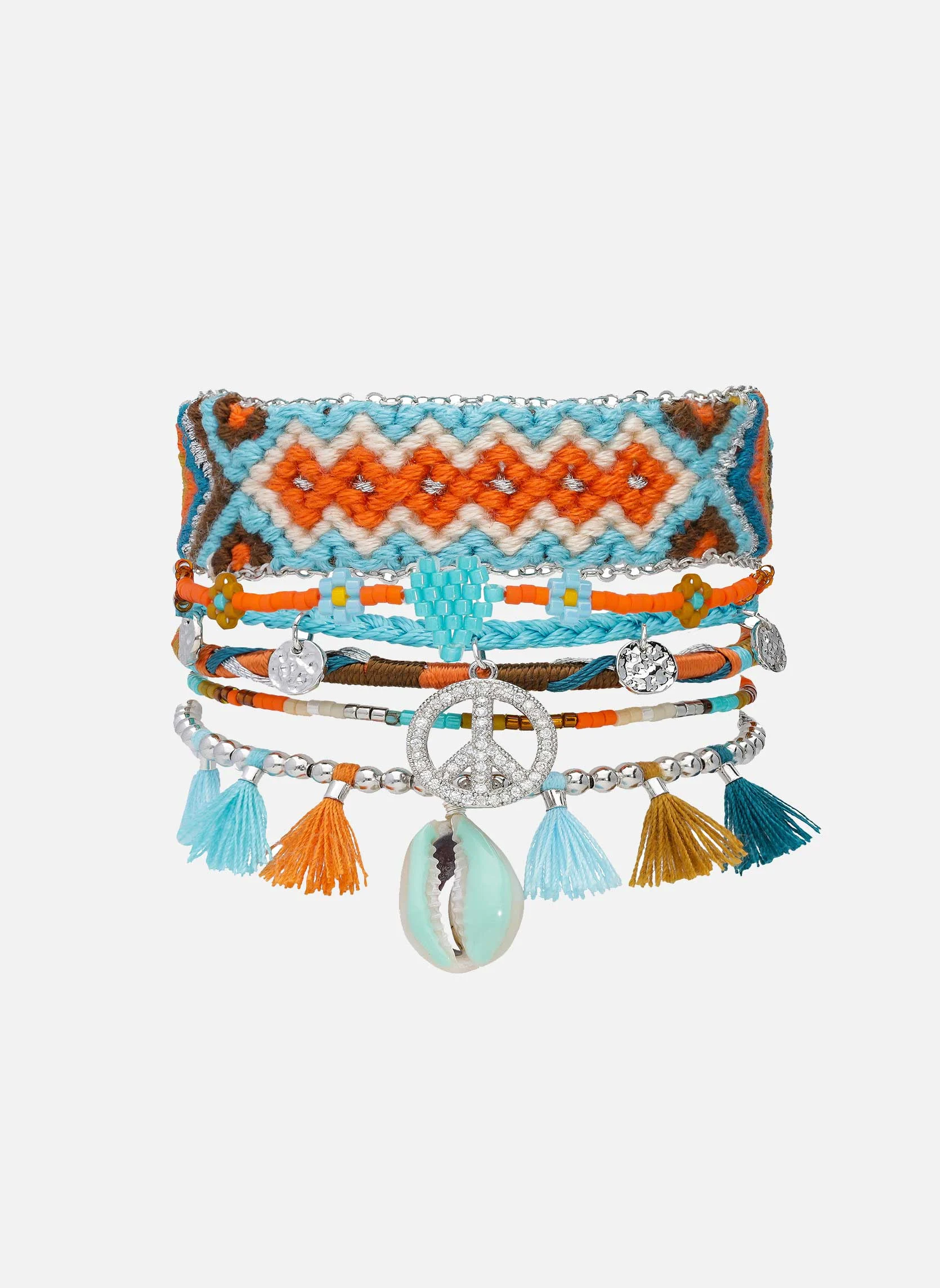 PEACEMAKER - Bracelet multiliens avec fermoir aimanté en perles | Bleu