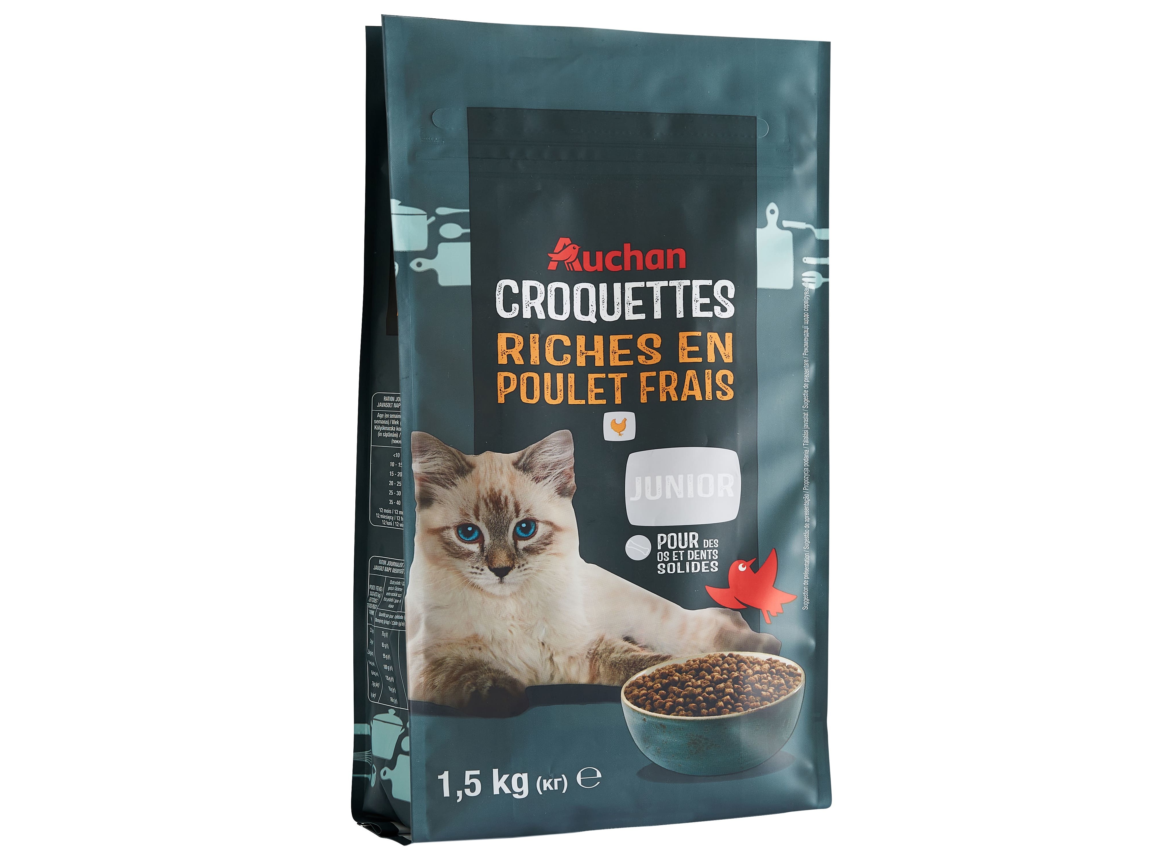 RAÇÃO PARA GATO JÚNIOR AUCHAN RICO EM FRANGO FRESCO 1.5KG