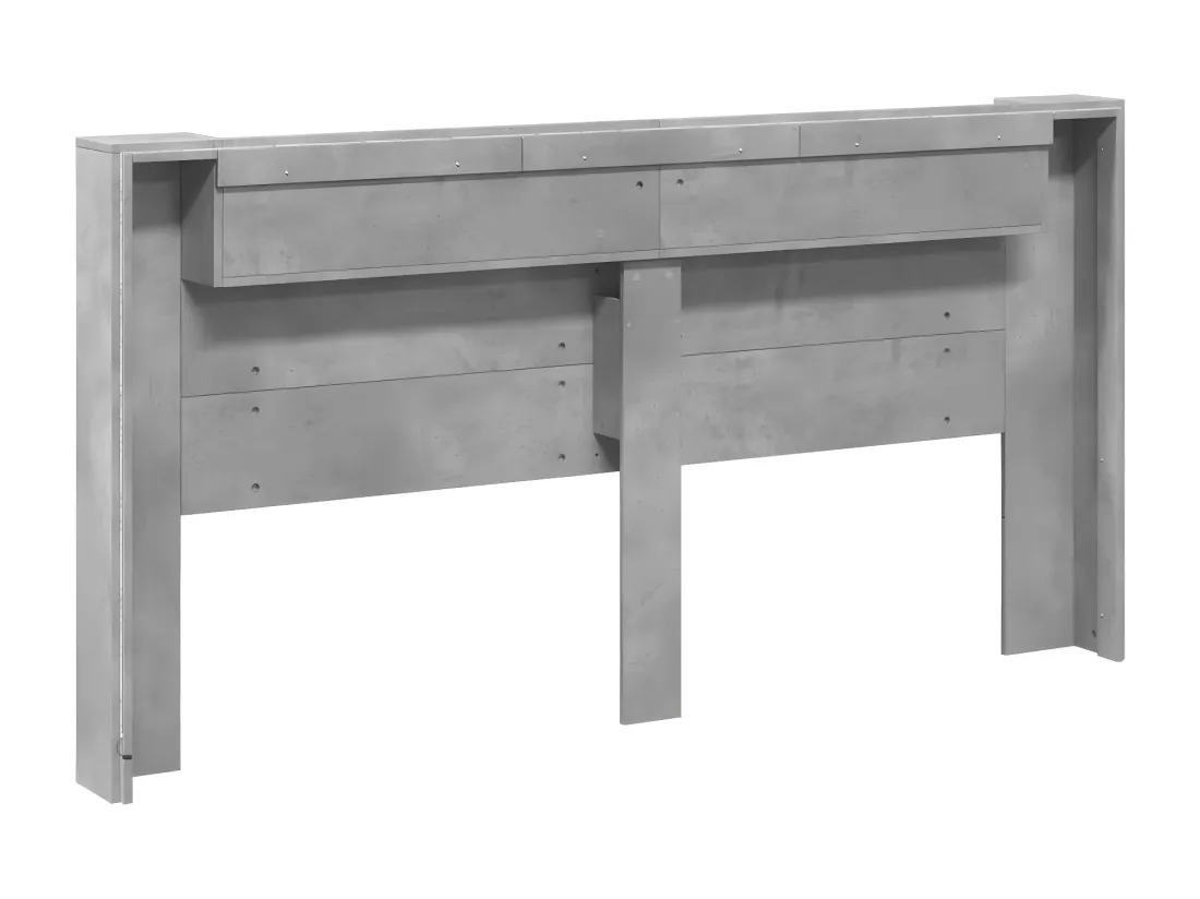 Armoire tête de lit avec LED gris béton 180x16,5x103,5 cm
