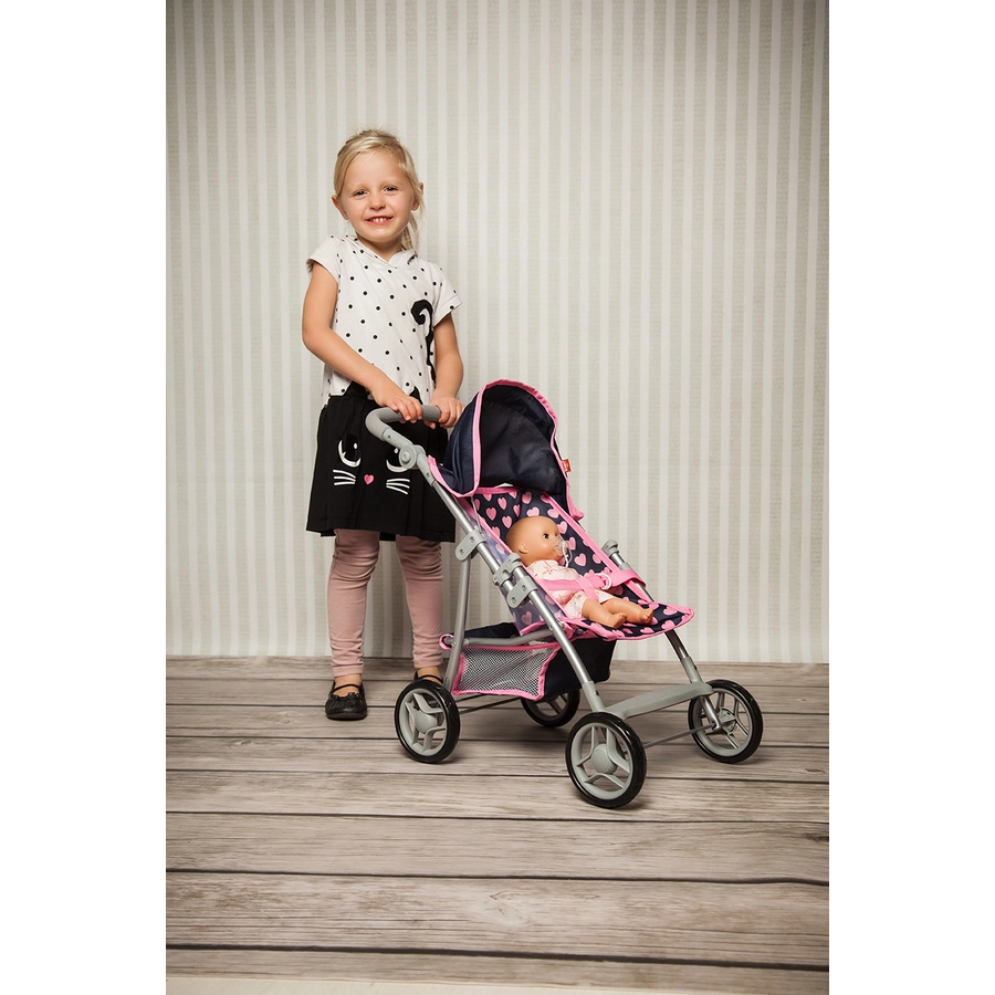 knorr toys® Puppenbuggy Liba - Pink Hearts blau