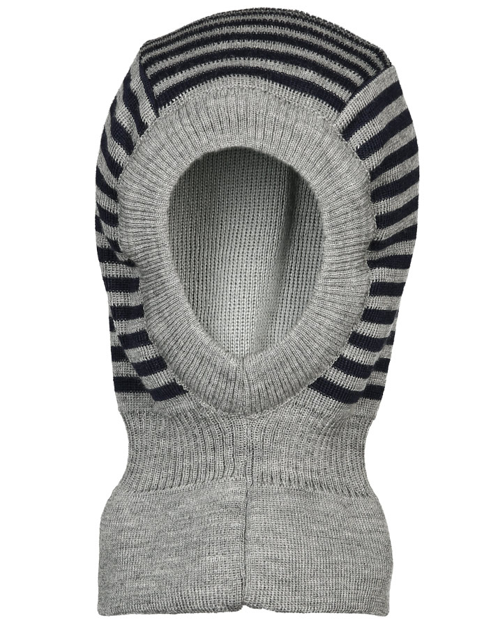 Woll-Schlupfmütze ANDI mit Zipfel doppellagig in grau melange/navy