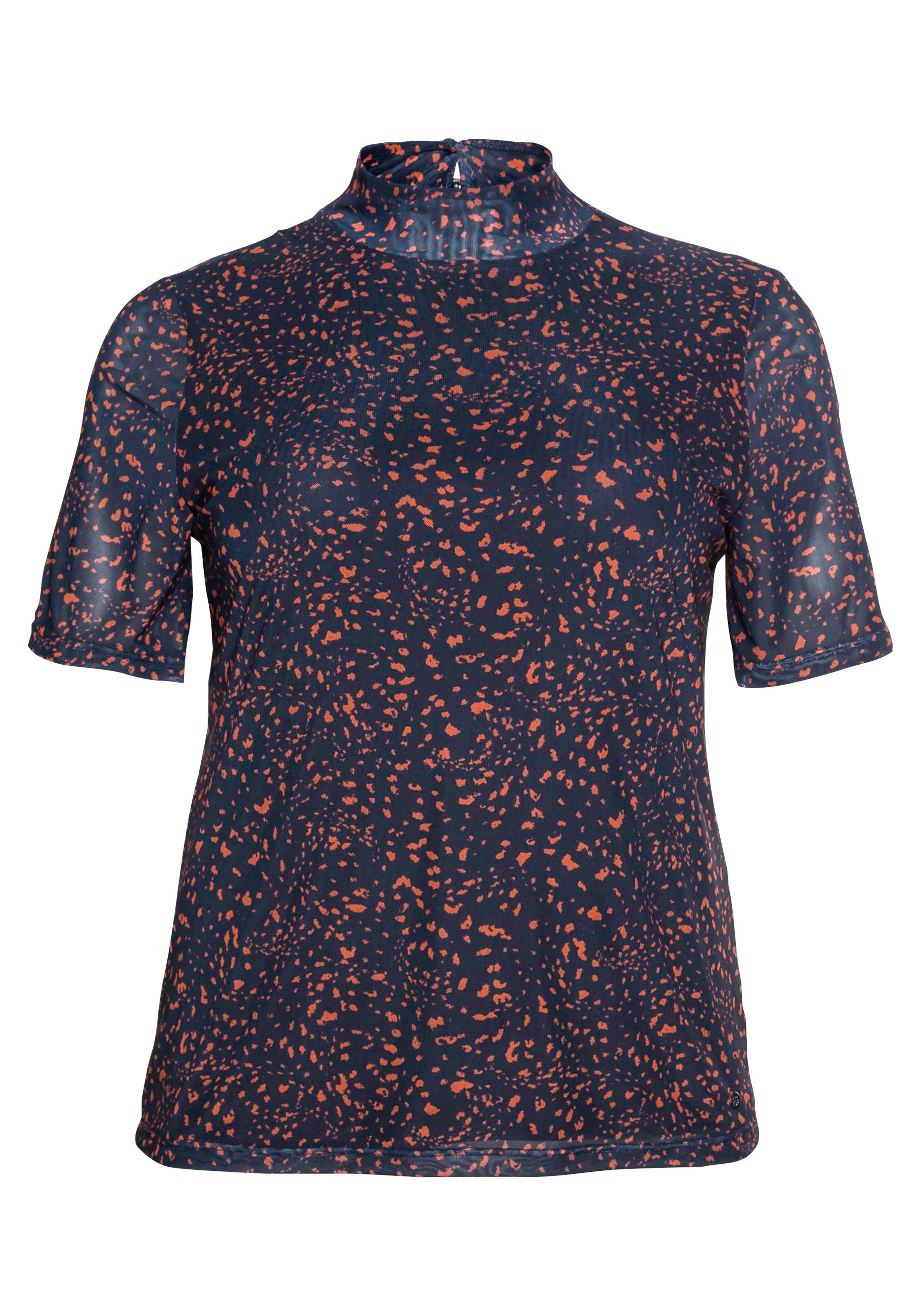 Shirt mit Stehkragen, aus Mesh