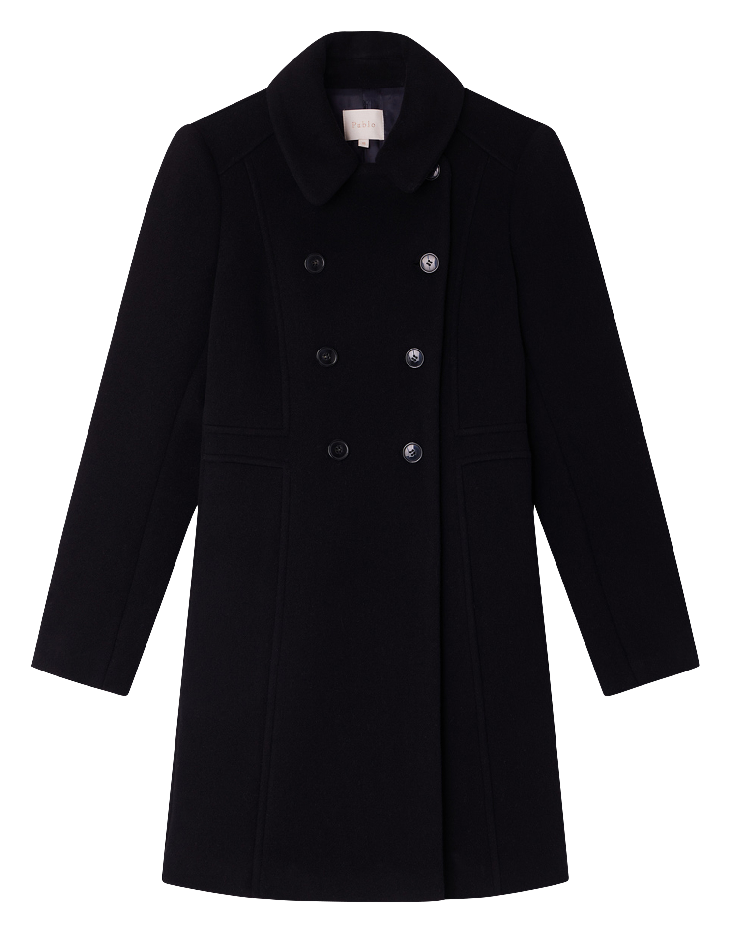 LIORA - Manteau col classique en laine| Noir