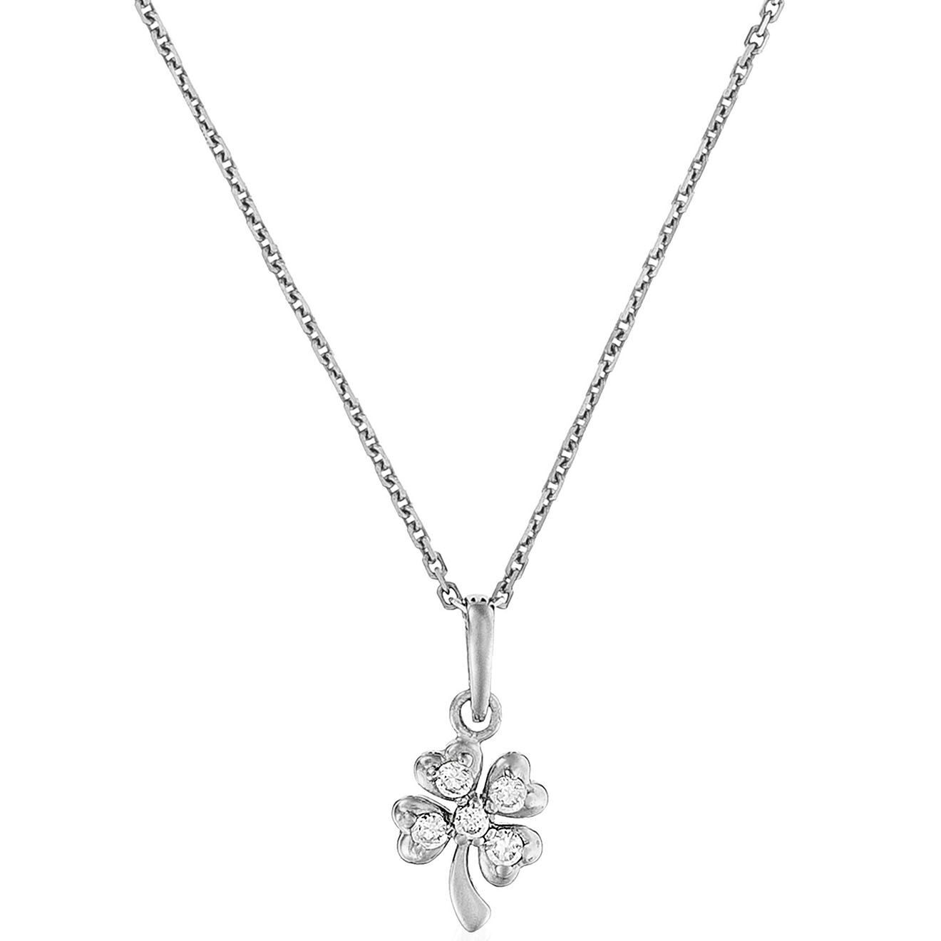 Instant d'Or Pendentif Petit Trèfle or blanc
