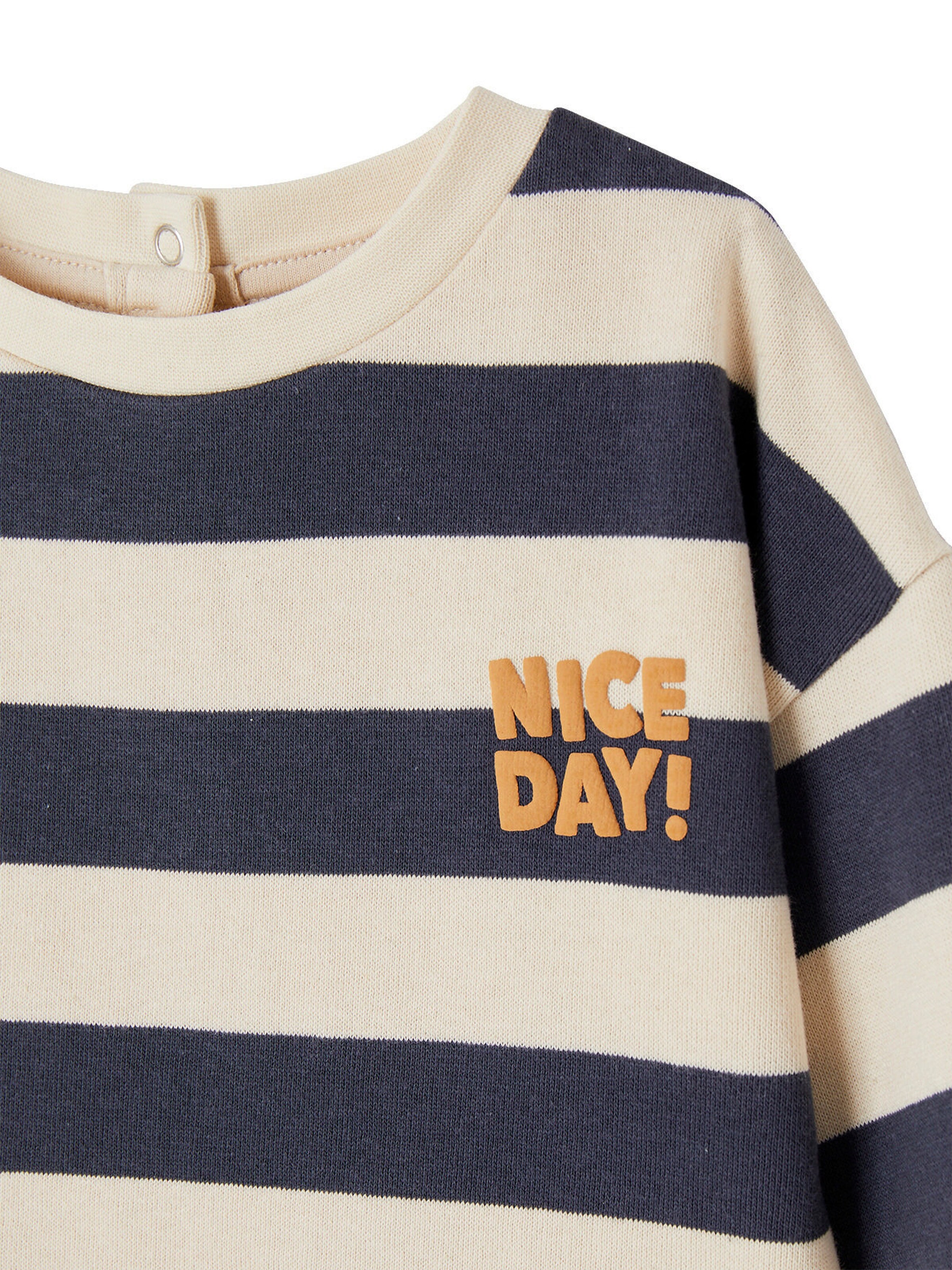 Vertbaudet Jungen Baby-Set: gestreiftes Sweatshirt & Cargohose schieferblau