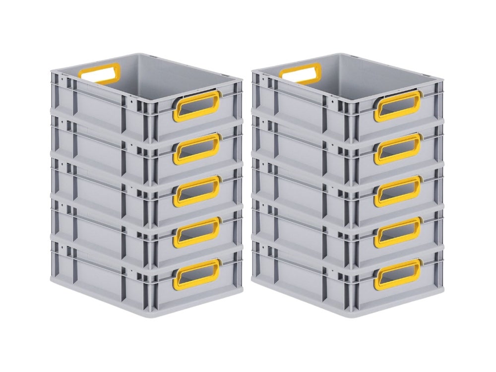 PROREGAL Eurobox Nextgen Kleur HxBxD 12 x 30 x 40 cm 11 Liter Handgrepen Geel Open Gladde Bodem Euro Container Transportbox