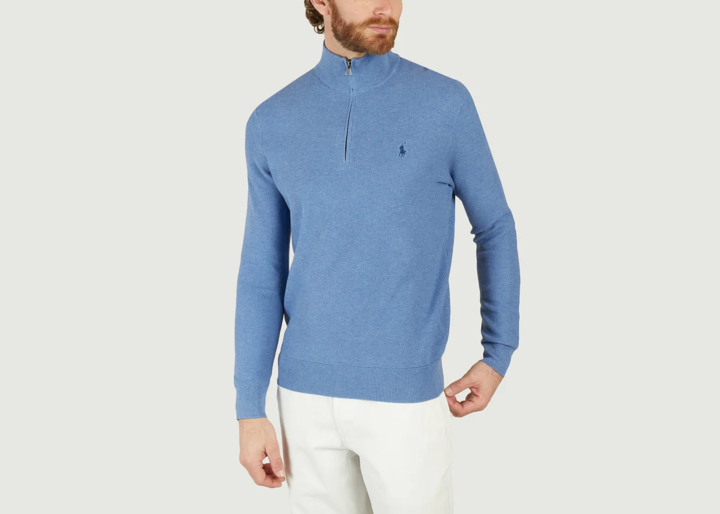 Pull demi-zippé en coton piqué Polo Ralph Lauren