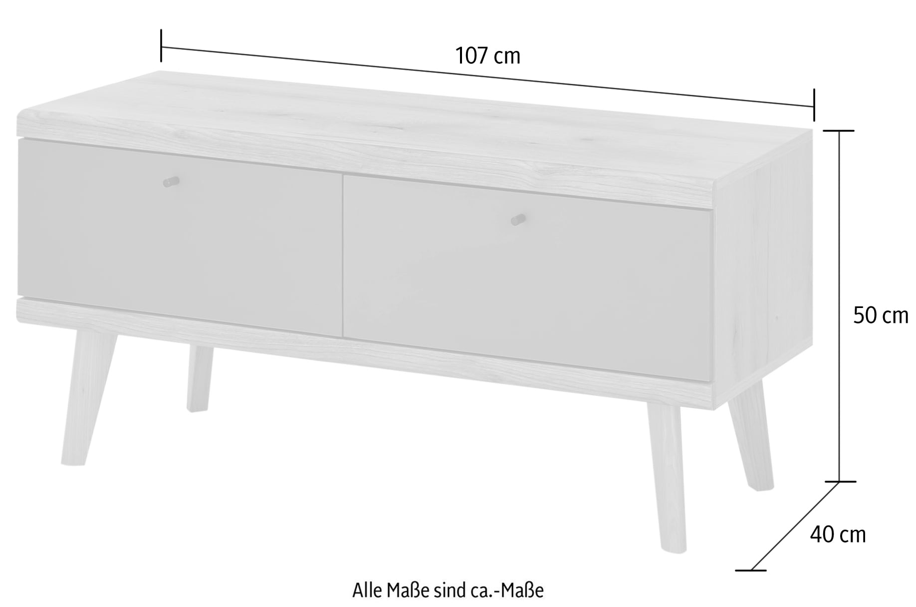 INOSIGN Lowboard »MAVAS« in moderner Trendfarbe, Griffe aus Metall (Schwarz), Breite 107 cm