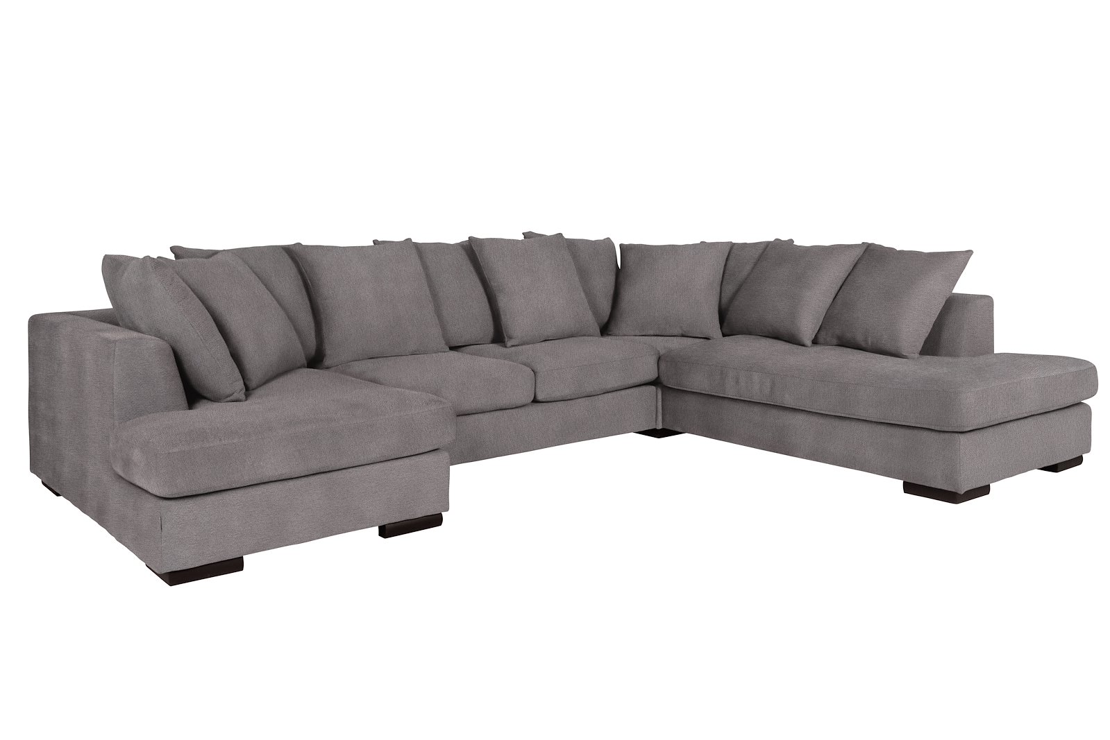 Paso Doble Night U-sofa Divan høyre, 2-seter og Åpen ende venstre, hjørne,. I tekstil Mito Antracite, EU komfort med sort treben 5cm, Promotion 1