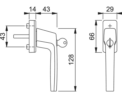 Hoppe raamkruk 2660344, wit, stiftlengte 35 mm, afsluitbaar, inclusief bevestigingsschroeven en sleutel.