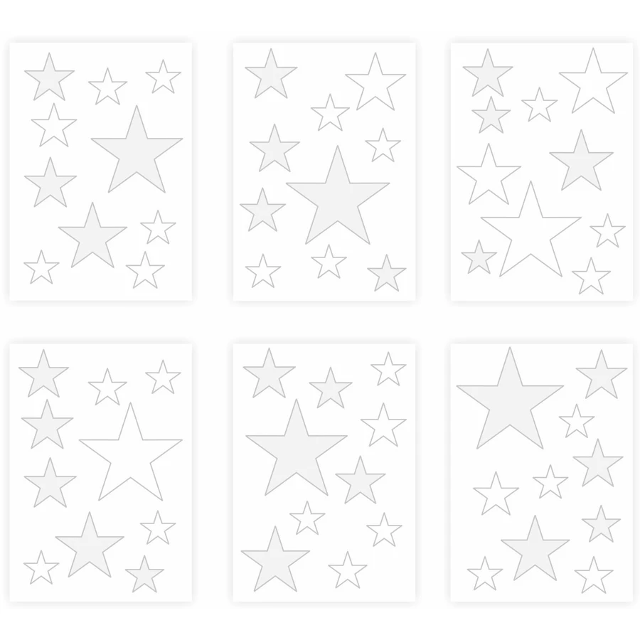 Nikima Wandtattoo 129-6 Sterne-Set weiß-grau 60 Stück weiß-grau