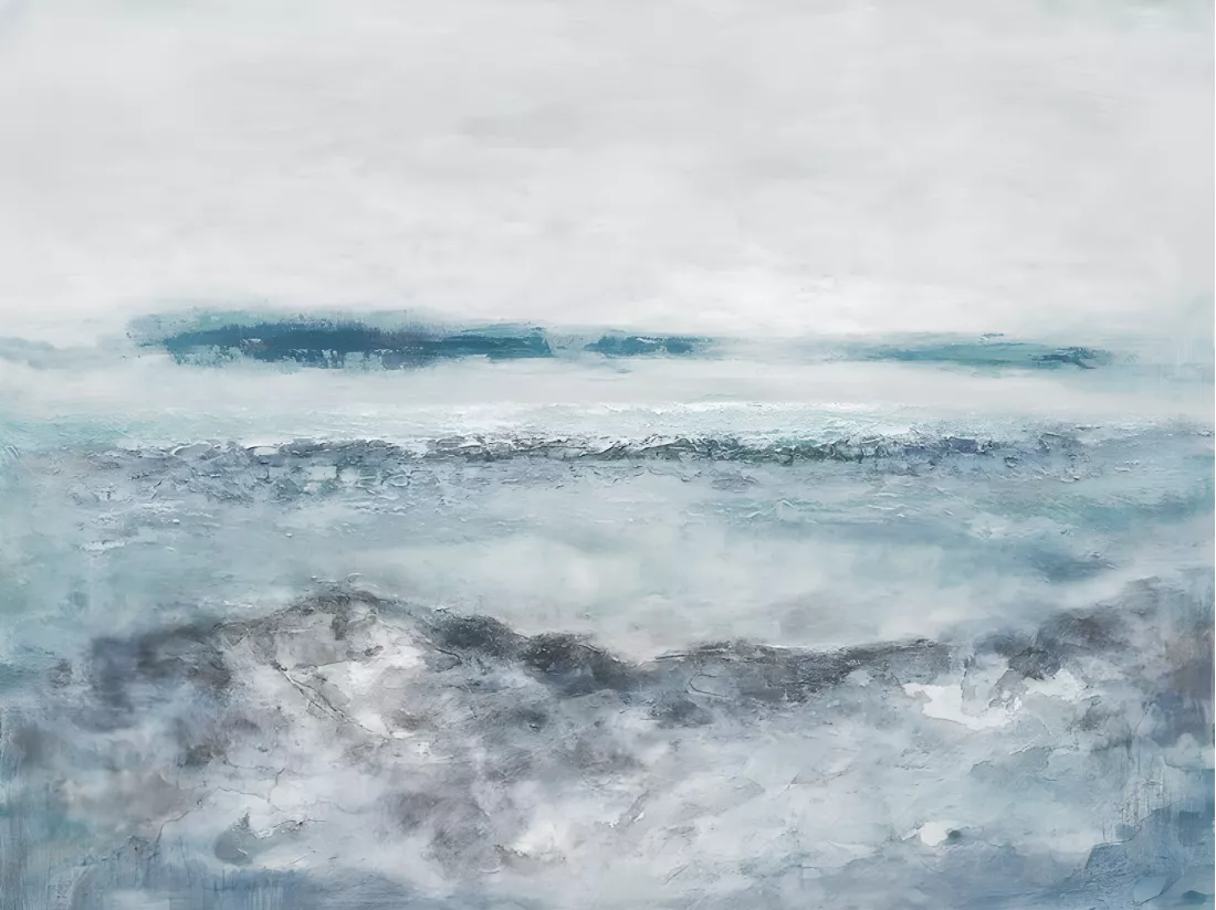 Tableau peinture 120 x 90 cm océan bleu abstrait - BLUE