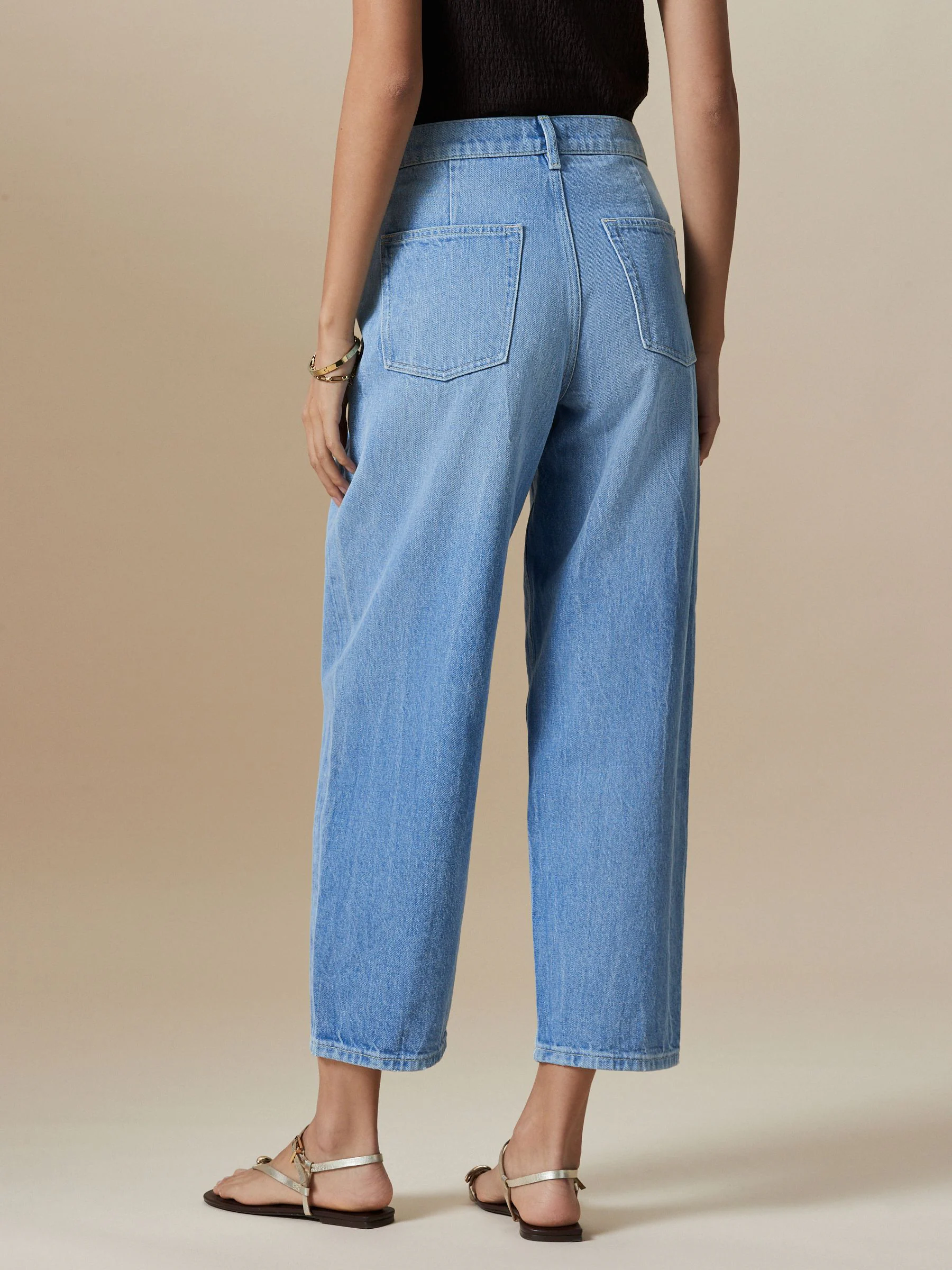 Lichtblauw - Embellished Pocket Barrel Jeans