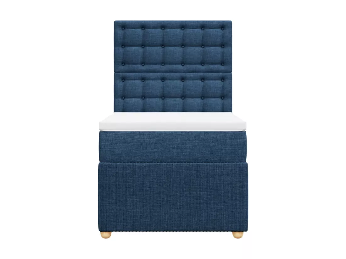 Sommier à lattes de lit avec matelas Bleu 90x190 cm Tissu